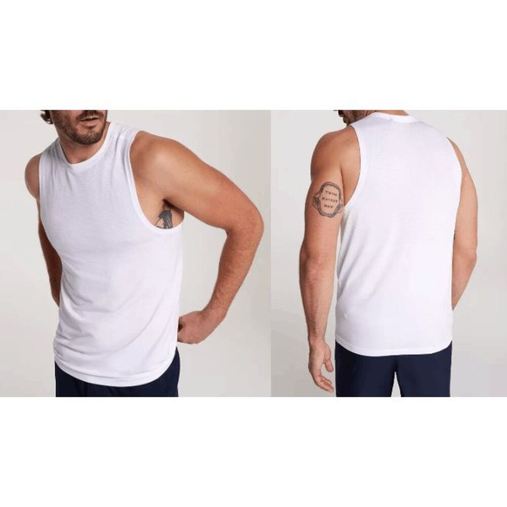VRST Men's Circuit Seamless Space Dye UPF 30+ Tank Top Pure White L